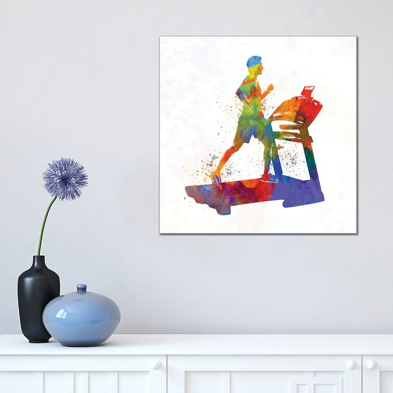iCanvas "Male Running Treadmill" by Paul Rommer Canvas Print - 18x18x1.5