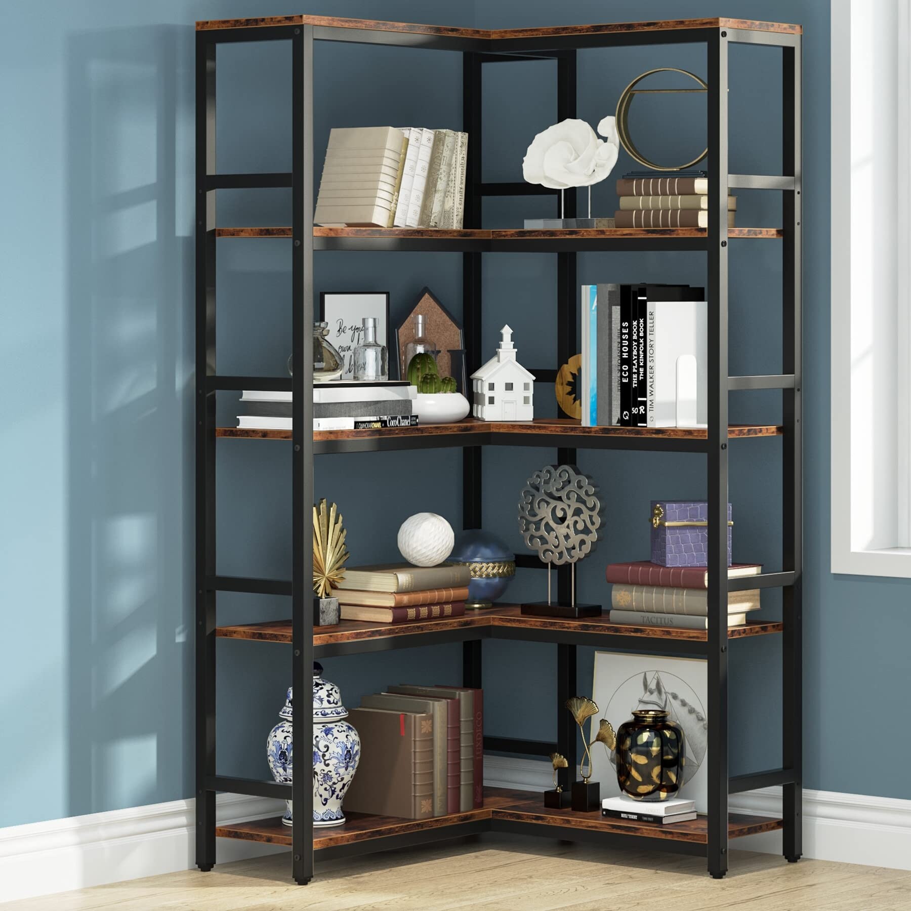 Tall outlet corner etagere