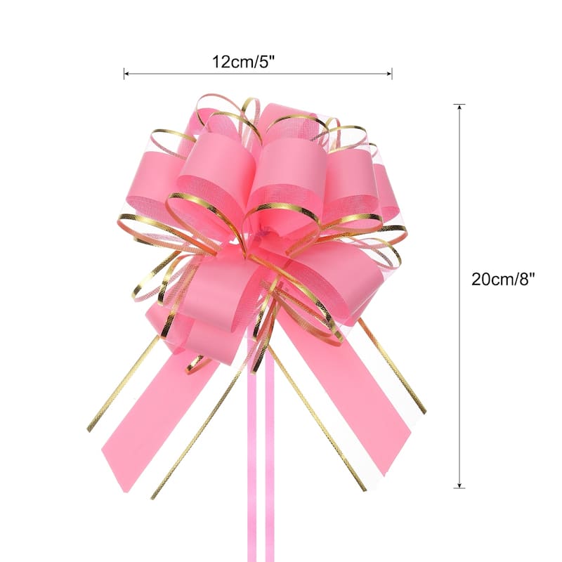 10pcs 6" Large Pull Bow Organza Gift Wrapping Bows Ribbon for Wedding - Pink - 6 Inch