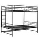 preview thumbnail 5 of 7, Black Metal Bunk Bed with Bottom Shelf and Full-Length Guardrails, Converts to Two Beds