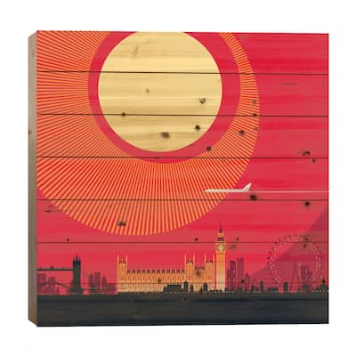 London Red Print On Wood by Bo Lundberg - Multi-Color