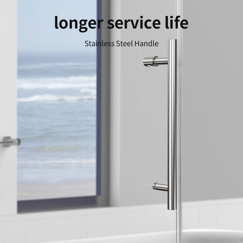 56-60" W x 60" H Frameless Single Sliding Shower Door, 8mm Tempered Glass Soft-Close Bathroom Enclosure - 60x60"