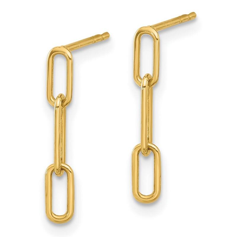 Curata 14k Yellow Gold Polished Open Link Post Guardian Angel Earrings - 18.9x2.9mm