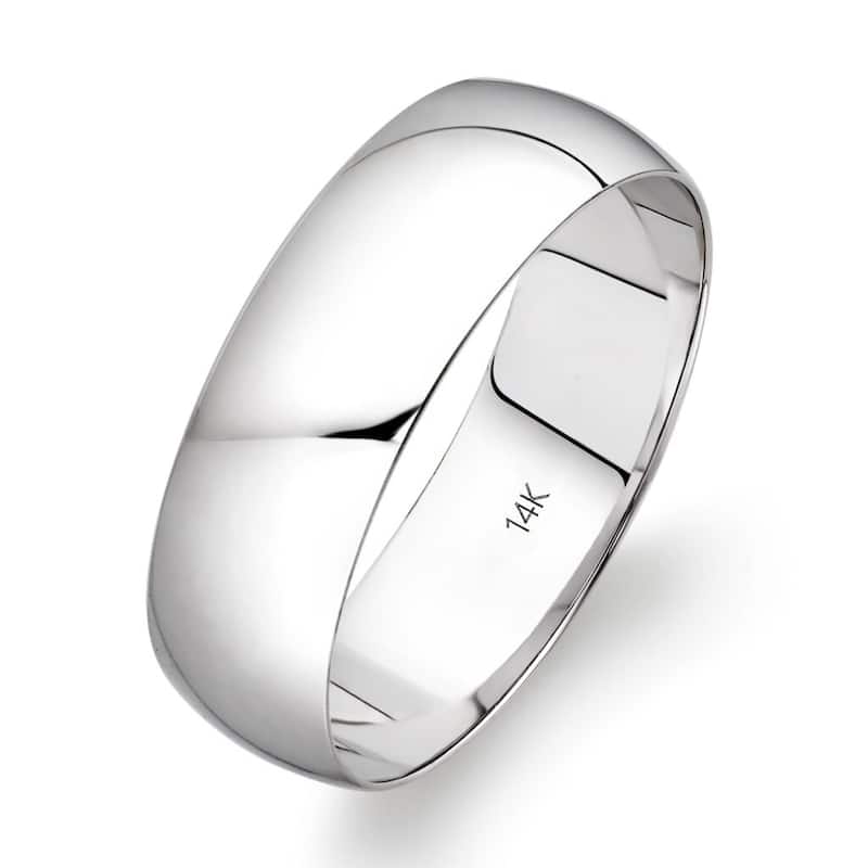 Clover White Gold High-Polish Classic Wedding Band - 7.5 (6mm) - 14k