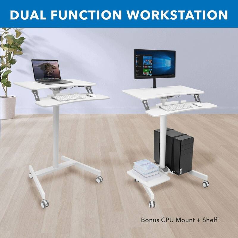 Mount-It! 28"W Adjustable Steel Standing Desk, White (MI-7979W)