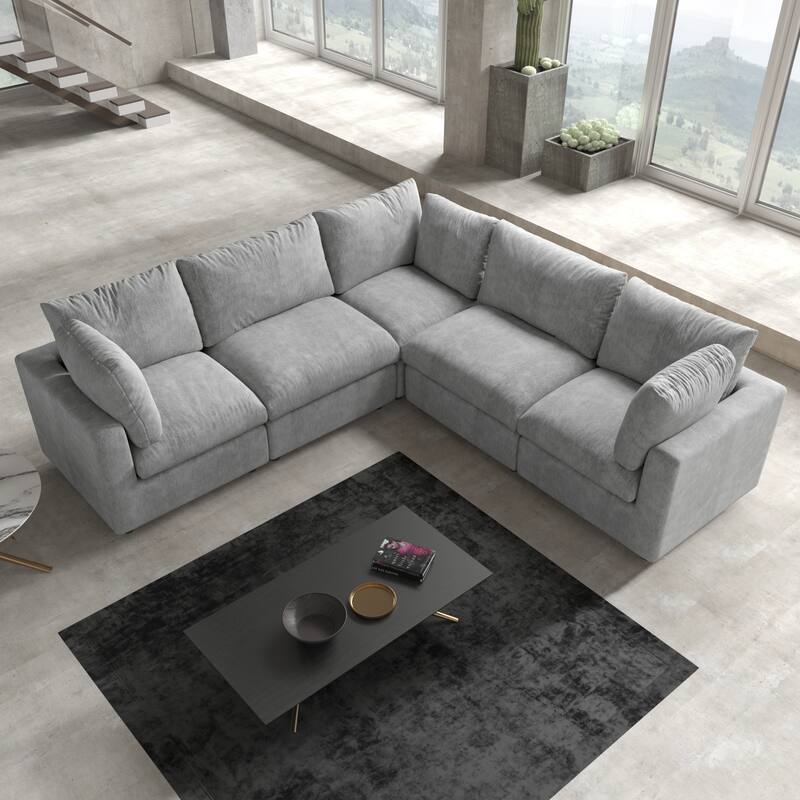 Corner Sofa Minimalist Upholstered Cushion Sofa Chenille Modular Sectional Couch