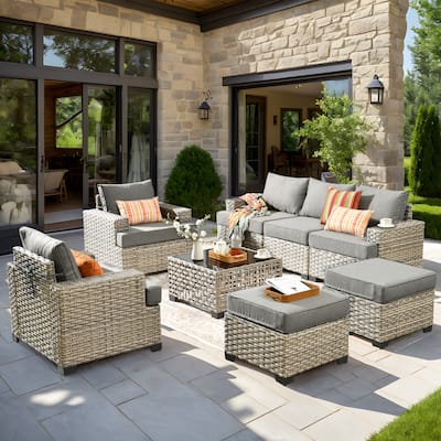 XIZZI 8-piece Patio Furniture Outdoor Rattan Conversation Set