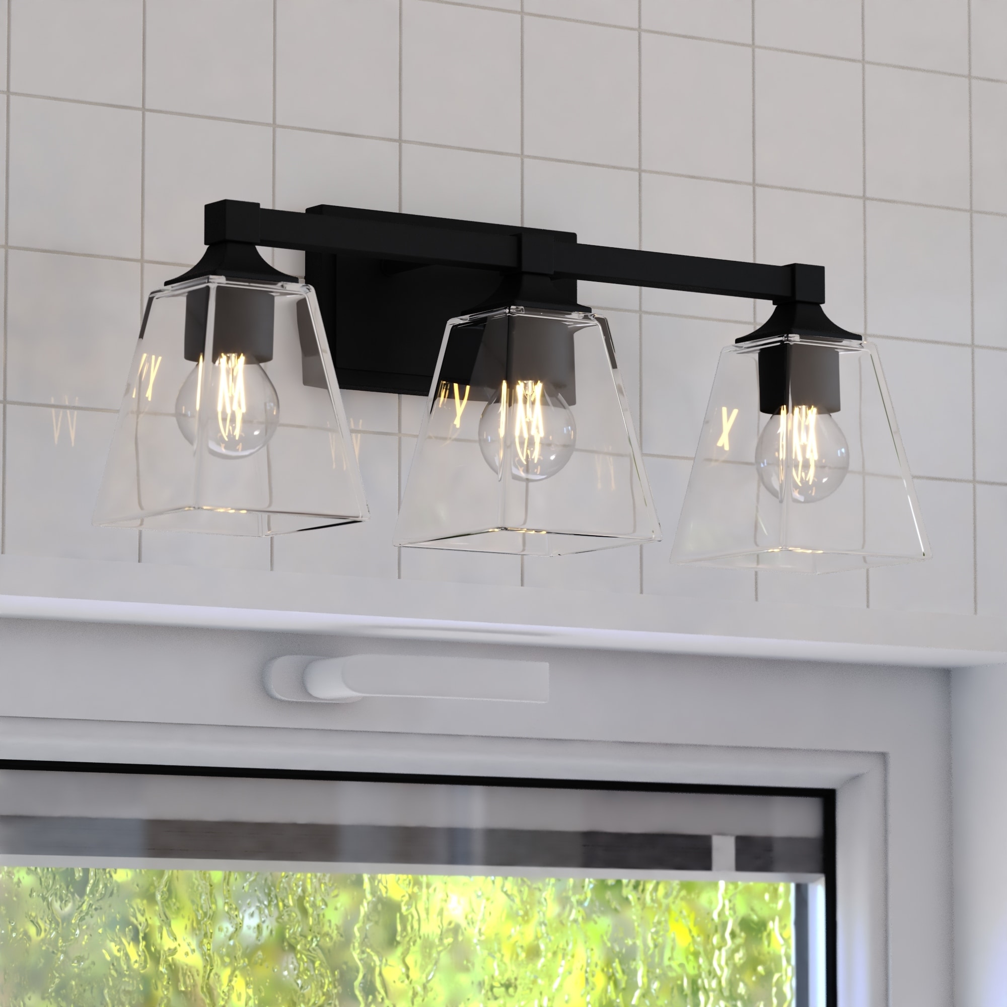 VAXCEL Wallingford 3-Light 22.5 inch Wide Bathroom Vanity Lighting Fixture, Clear Glass Shade, LED Compatible, Reversible