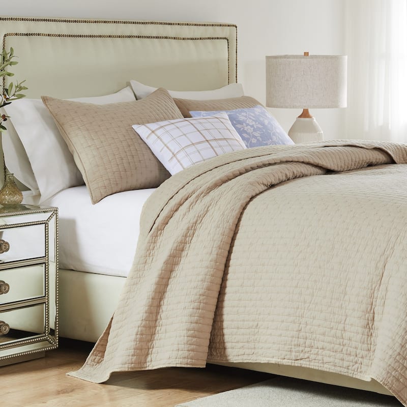 Greenland Home Textured Fashion Finely Stitched Quilted Coverlet Set