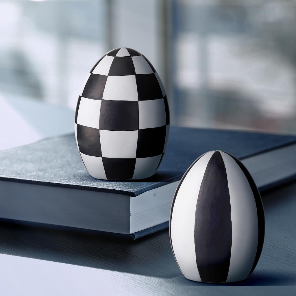 Terracotta Harlequin Egg 5.5" Set of 2