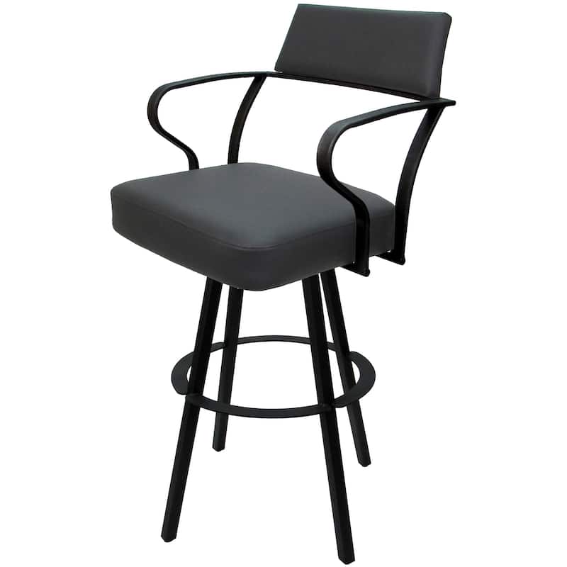 Swivel Counter Bar or Extra Tall Metal Bar Stool Carolina Warren Base - Gray Vinyl - Black - Counter Height