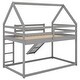 preview thumbnail 9 of 27, Twin Size Bunk House Bed with Slide and Ladder,House Shape Bunk bed with Slide