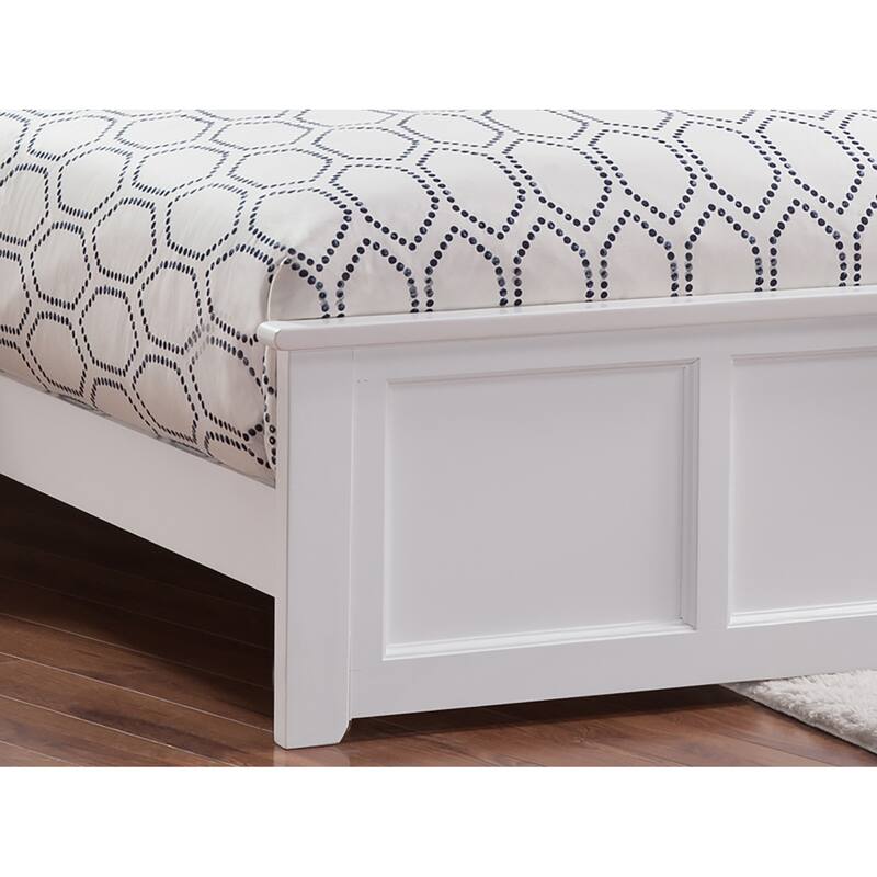 Madison Full Low Profile Wood Platform Bed with Footboard in White