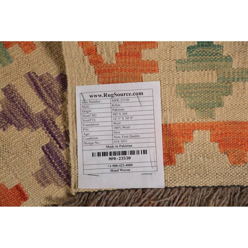 Kilim Oriental Large Rug Hand-Woven Bedroom Wool Carpet - 10'0"x 16'3"