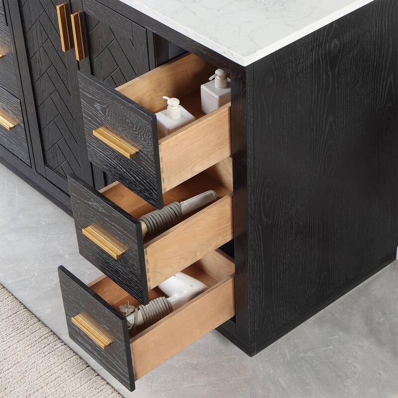 Altair Gazsi Bathroom Vanity with Composite Stone Countertop with Mirror