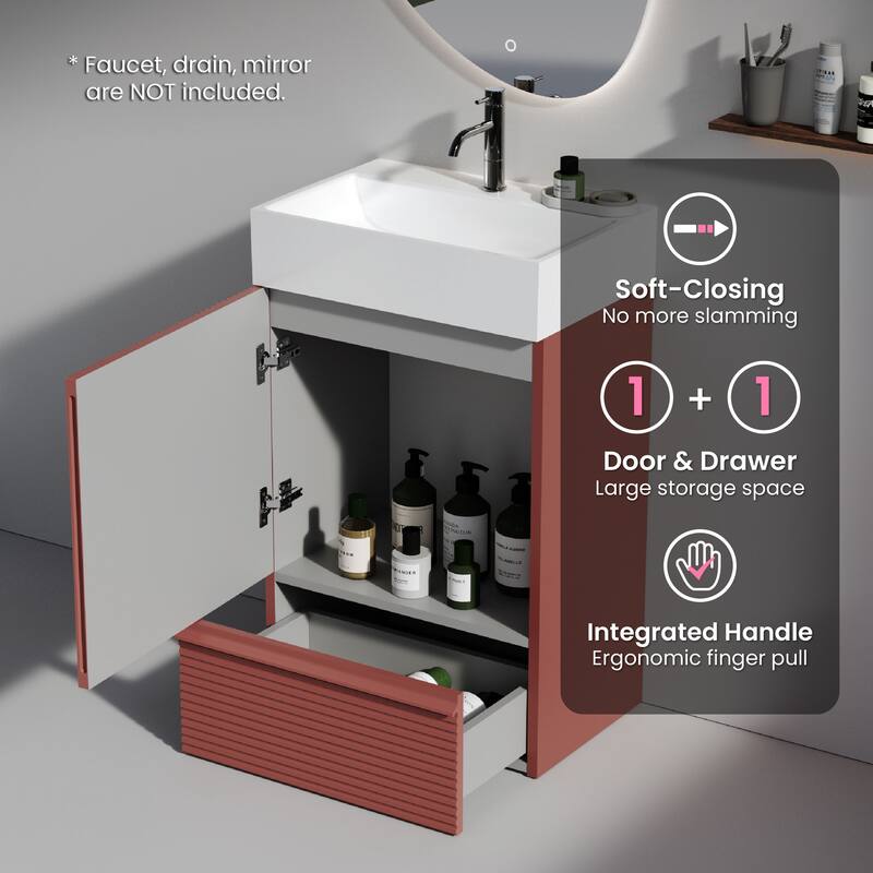 CITTANEO Gada 20'' Modern Freestanding Bathroom Vanity with Sink and Integral Basin