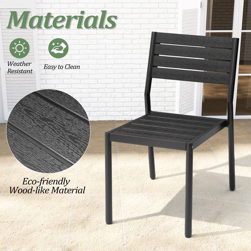 Pellebant 7/9PC Outdoor Rectangle Aluminum Dining Table with Stackable Chairs