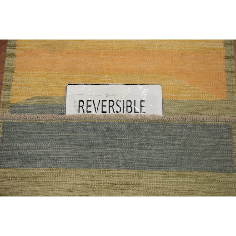 Hand Woven Oriental 100% Wool Carpet Southwestern Modern Multi-Colored Kilim Runner Rug - 5' 11'' X 2' 0''