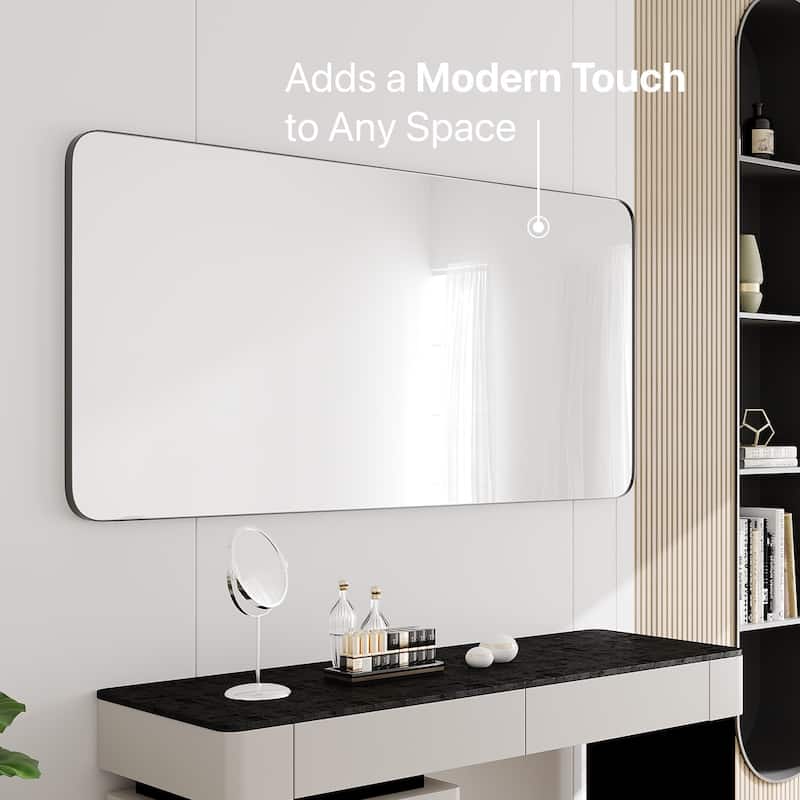 Eviva Harmony 60" x 28" Rectangular Black Metal Framed Mirror - N/A
