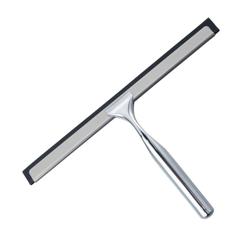Silver Stainless Steel Window Bathroom Cleaning Squeegee - 10"