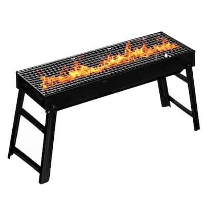 Gardenised Portable Standing Charcoal Grill Foldable Stainless Steel BBQ for Camping Backyard Tailgating Hiking Picnic Travel