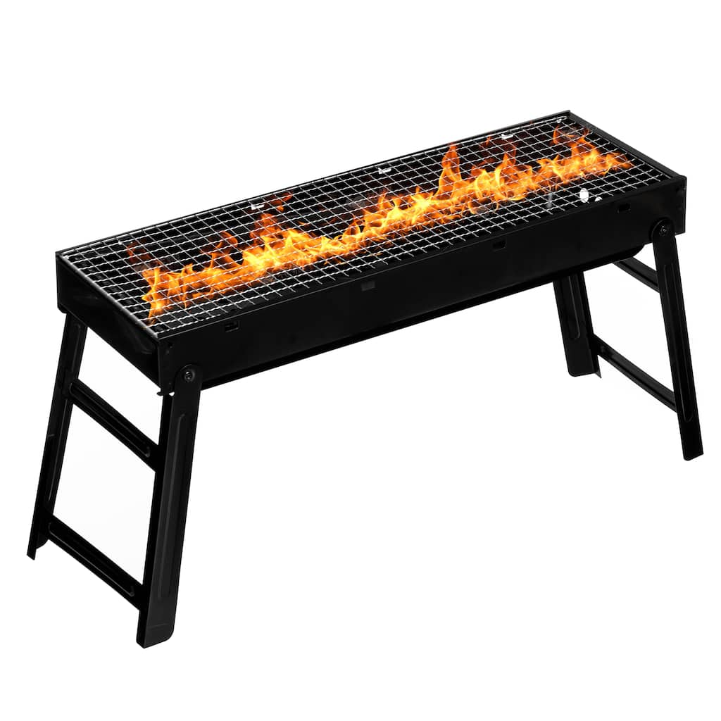 Gardenised Portable Standing Charcoal Grill Foldable Stainless Steel BBQ for Camping Backyard Tailgating Hiking Picnic Travel