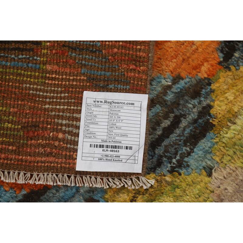 Trellis Moroccan Oriental Area Rug Handmade Multi-Color Wool Carpet - 6'9" x 10'0"