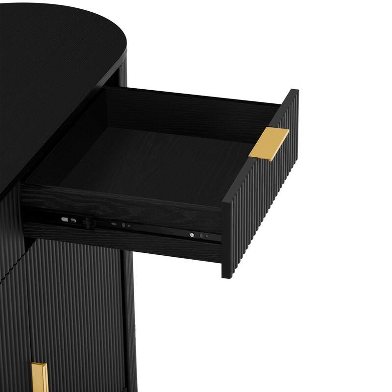 Modern 55.1" Sideboard Buffet Cabinet with 2 Curved Side Door and 2 Drawers for Living Room and Dining Area