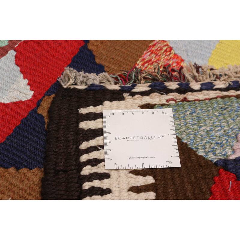 ECARPETGALLERY Flat-Weave Ankara Multi Color Wool Kilim - 4'11 x 9'8