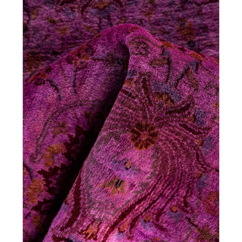 Overdyed One-of-a-Kind Hand-Knotted Area Rug - Purple - 4' 1" x 4' 1"