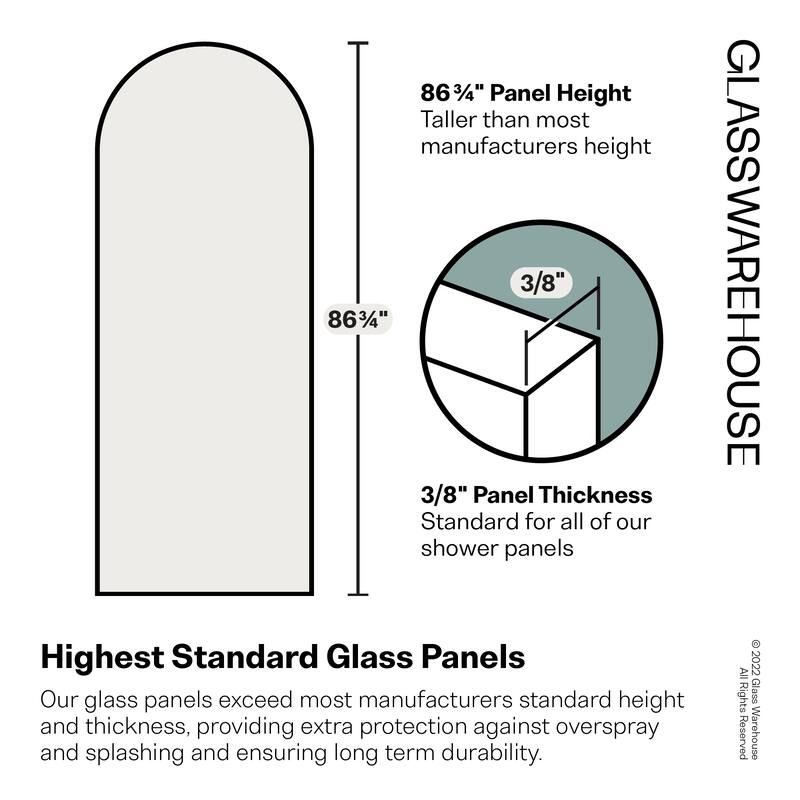 Glass Warehouse 32" x 86.75" Frameless Shower Door - Arched Single Fixed Panel