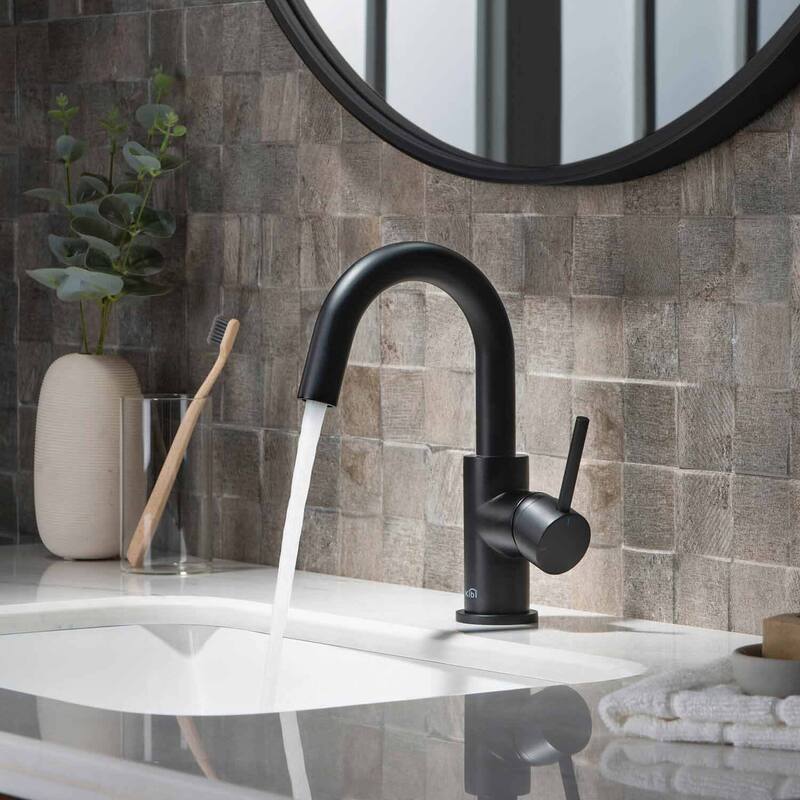 Circular Single Handle High-Arc Bathroom Sink Faucet with Pop Up Drain