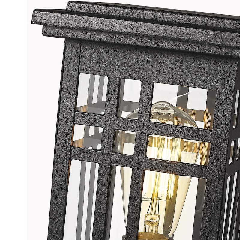 Outdoor Post Light, Lantern Light Fixture with Clear Glass Shade