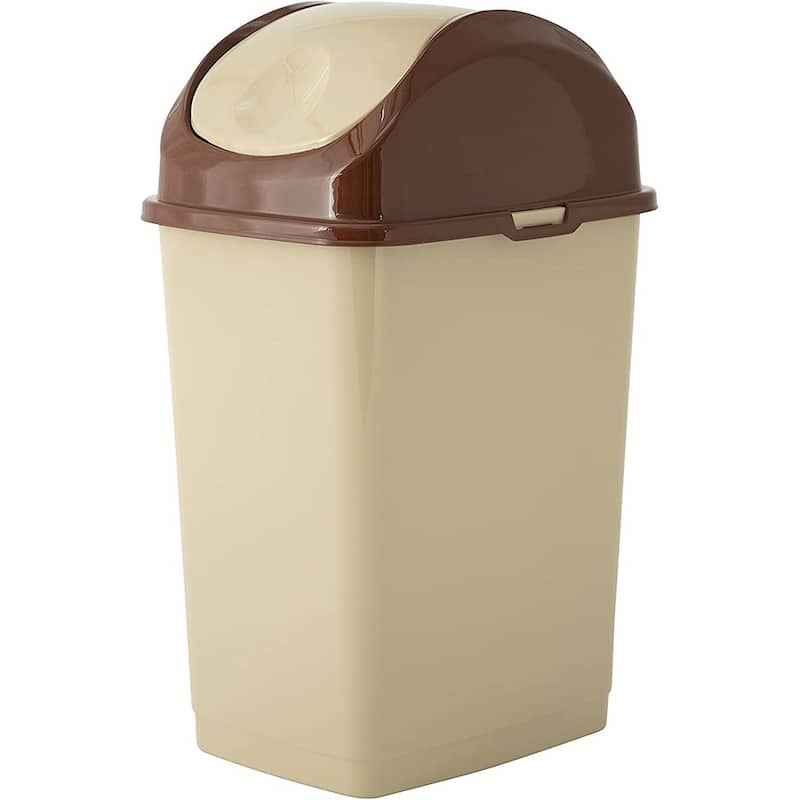 18 qt Slim Swing Trash Can - Beige/Brown