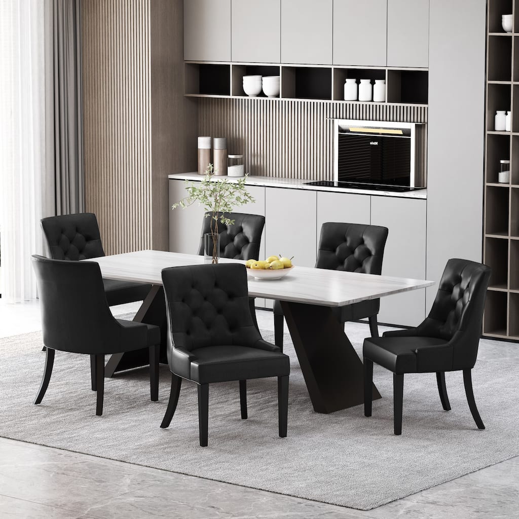 Cheney Tufted Dining Chairs (Set of 6) by Christopher Knight Home