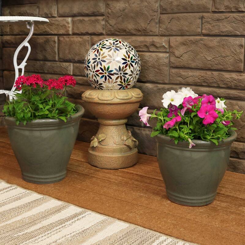 Sunnydaze Studio Glazed Ceramic Planter - Set of 2 - 11-Inch - Gray