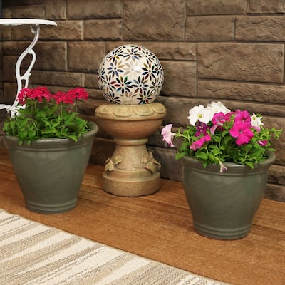 Sunnydaze Studio Glazed Ceramic Planter - Set of 2 - 11-Inch - Gray