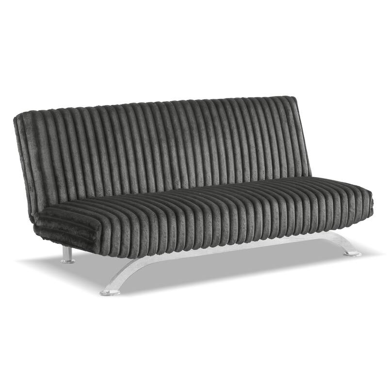 Furniture of America Draper II Modern Chenille Channel Tufted Fabric Futon Sofa Bed