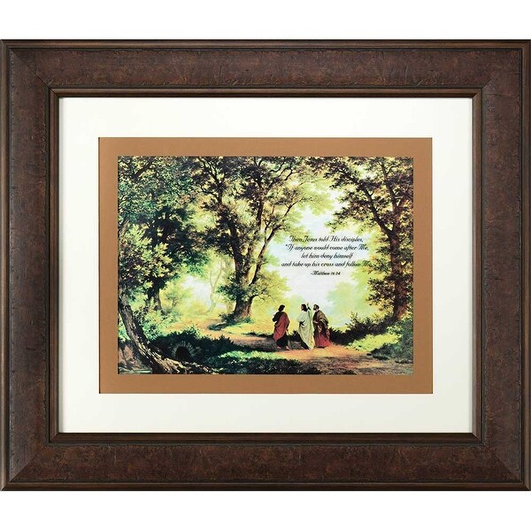 Brown and Green Framed Rectangular Wall Art Decor 25" x 29" - N/A