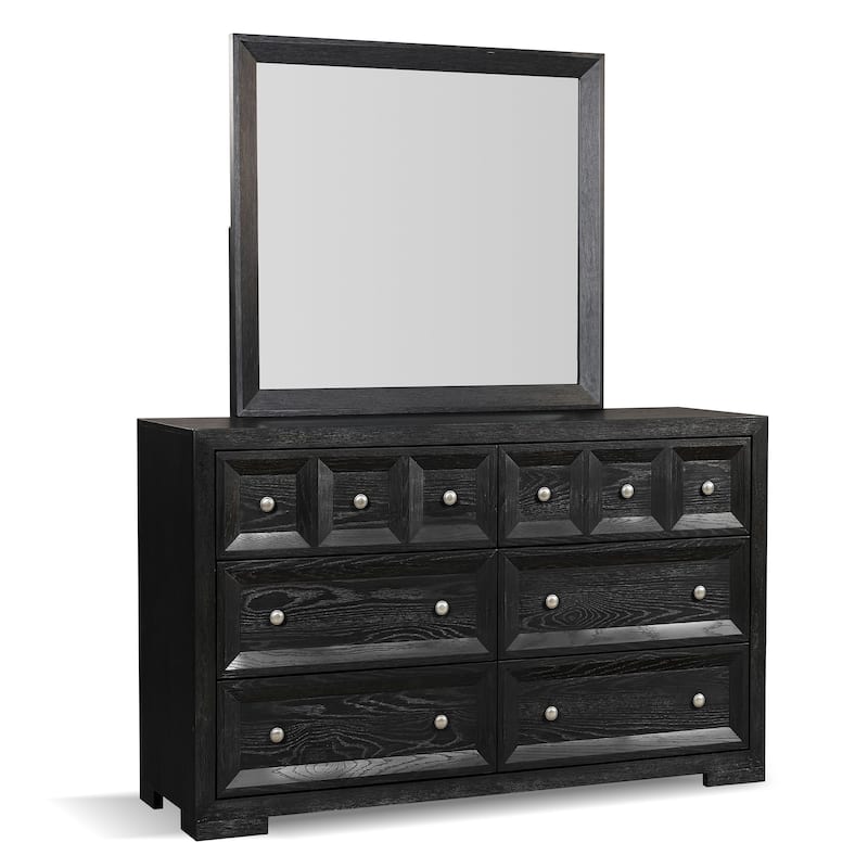 Furniture of America Durem II Modern Classic 5-Piece Solid Wood Panel Bedroom Set with 2-Drawer Oversized Nightstand