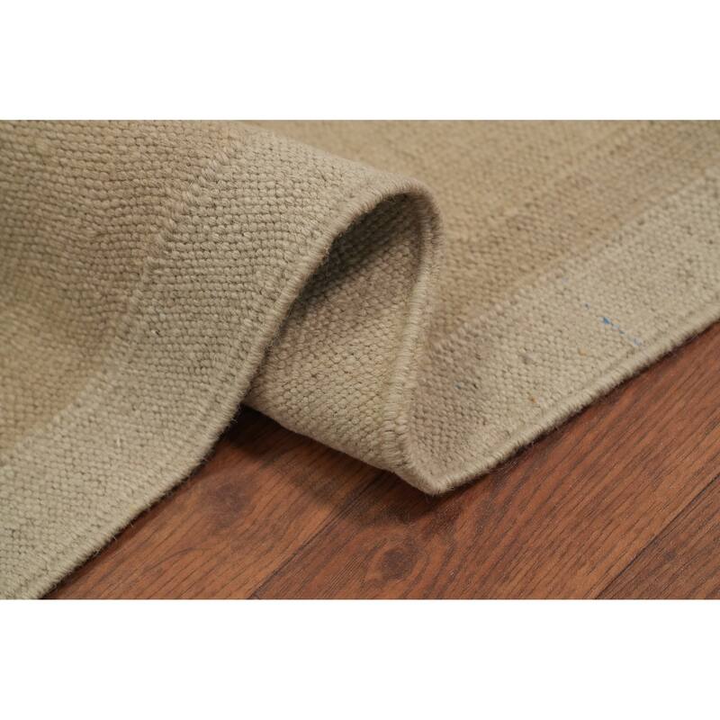 Hand Woven Oriental 100% Wool Carpet Southwestern Tribal Beige & Ivories Kilim Area Rug - 8' 9'' X 5' 8''