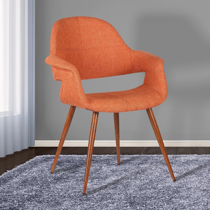 Armen Living Phoebe Walnut Wood Mid-Century Dining Chair - Orange