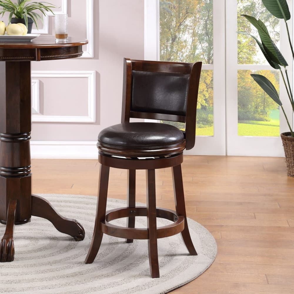 Augusta Wood Upholstered Swivel Counter Barstool