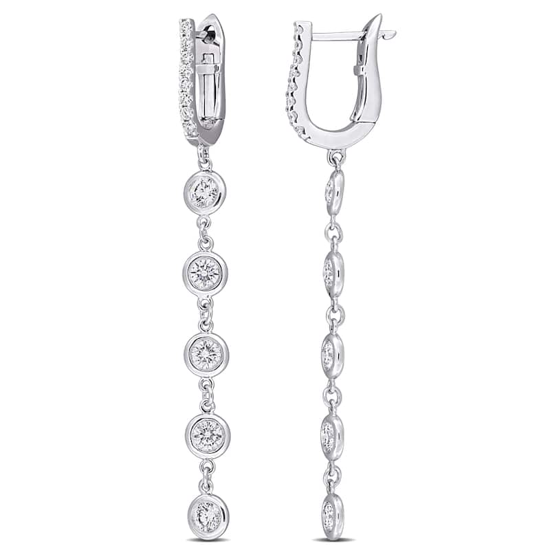 Miadora 1 1/6ct TDW Diamond Drop Earrings in 14k White Gold