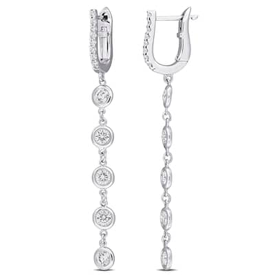 Miadora 1 1/6ct TDW Diamond Drop Earrings in 14k White Gold