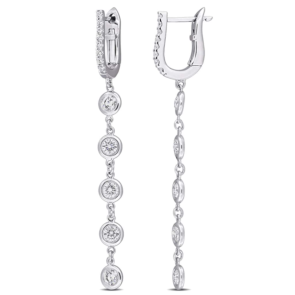 Miadora 1 1/6ct TDW Diamond Drop Earrings in 14k White Gold