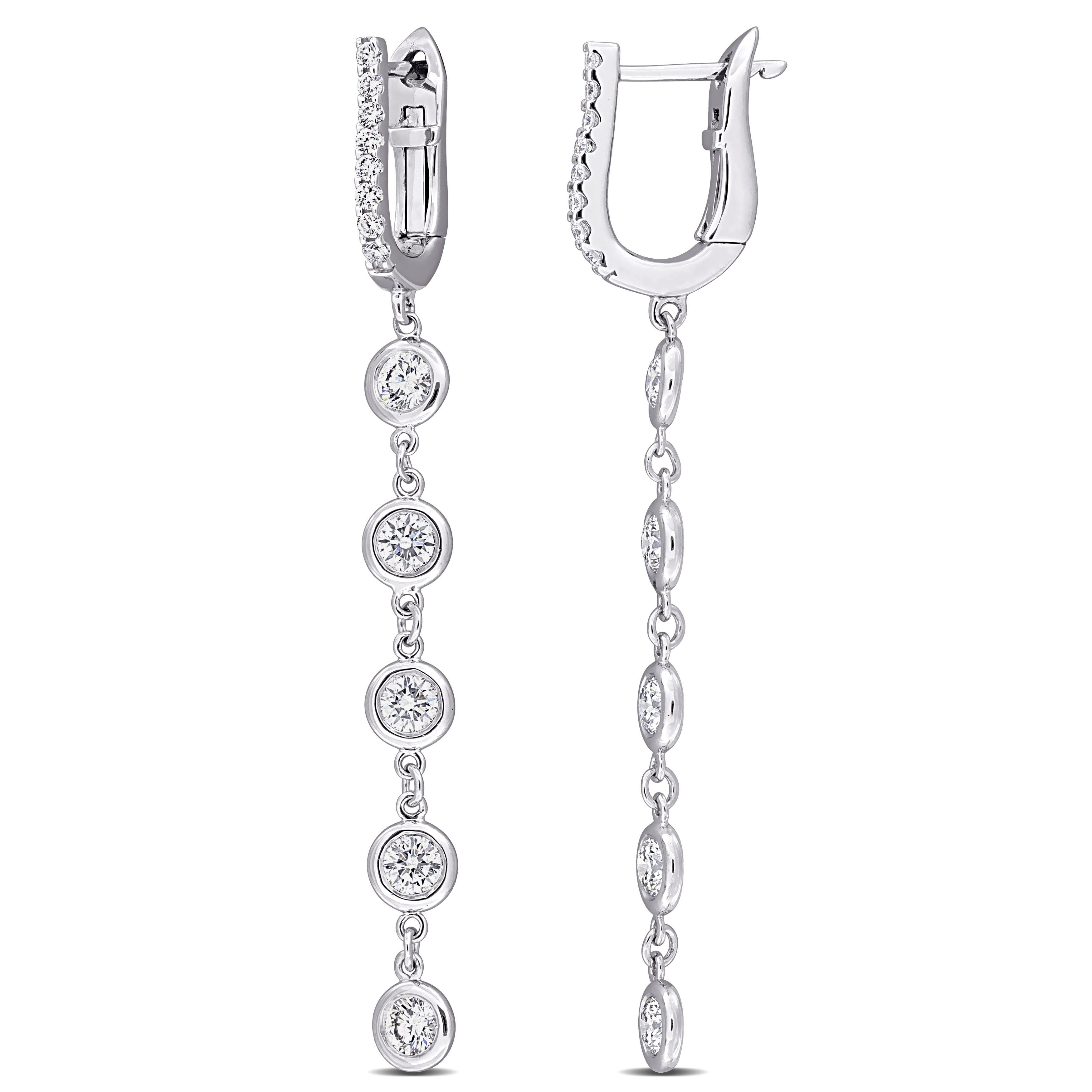 Miadora 1 1/6ct TDW Diamond Drop Earrings in 14k White Gold