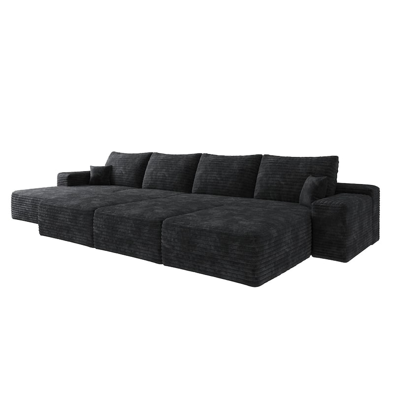 135.4-in Casual Black 4 -seater Left Reclining Sectional - 8' x 10'