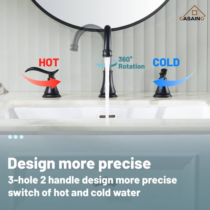 8 in. Widespread Double Handle Bathroom Faucet with Drain Kit Included