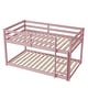 preview thumbnail 8 of 6, Pink Twin over Twin Size Wood Floor Bunk Bed with Ladder and Fence for Bedroom